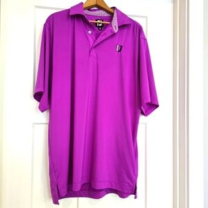 FJ Foot Joy Men's L Polo Shirt Purple Short-sleeve U Logo Golf Performance